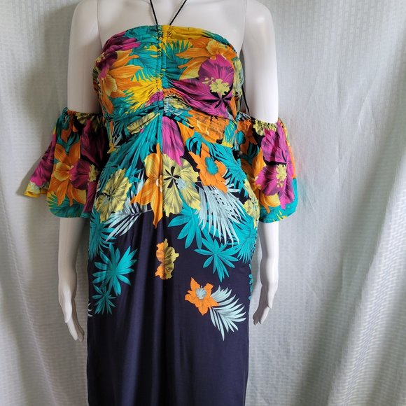 Fashion Nova Floral Jumpsuit, Color: Navy with Tropical print, Size: 2X, - Picture 5 of 13